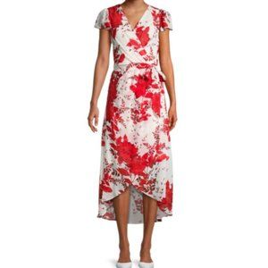JULIA JORDAN ​ Women's Flutter-Sleeve Floral Faux-Wrap Dress, 6
